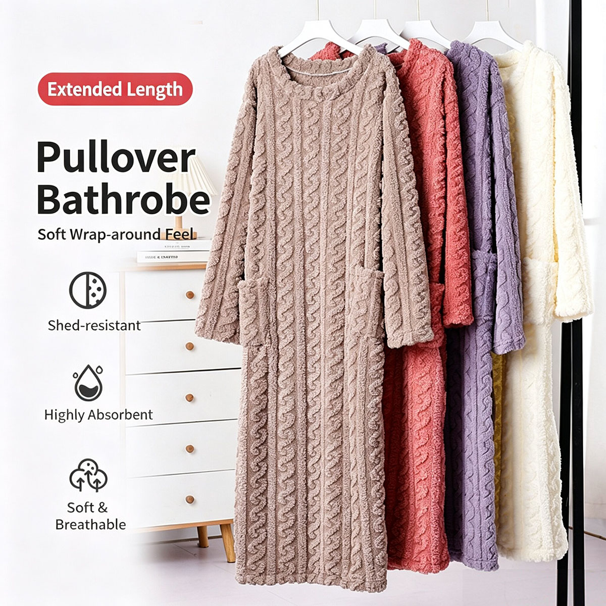 Bathrobe - Vestaglia Invernale in Velluto Corallo, Pigiama